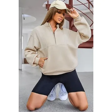 Stylish BLENCOT Half Zip Oversized Sweatshirt for Women