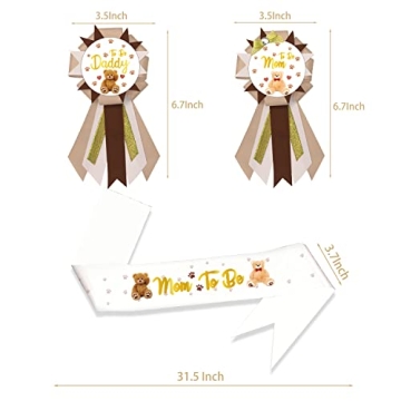 LXlucktim Teddy Bears Baby Shower Sash Set for Proud Parents