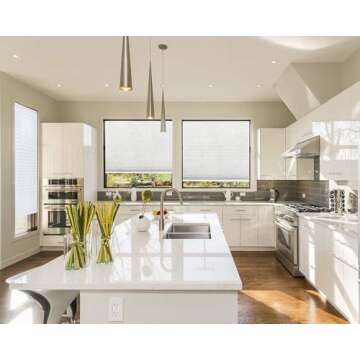 Redi Shade No Tools Easy Lift Trim-at-Home Cordless Cellular Light Filtering Fabric Shade White, 30" W x 64" L, (Fits windows 19"- 30")