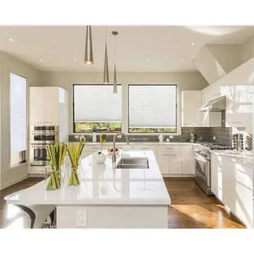 Redi Shade No Tools Easy Lift Trim-at-Home Cordless Cellular Light Filtering Fabric Shade White, 30" W x 64" L, (Fits windows 19"- 30")