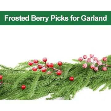 Feitore 30 Pack Snow Frosted Red Berry Stems 8.9" Holly Frosted Berry Picks Snowy Artificial Red Berries for Christmas Tree Filler Picks and Sprays Holiday DIY Crafts Christmas Decor