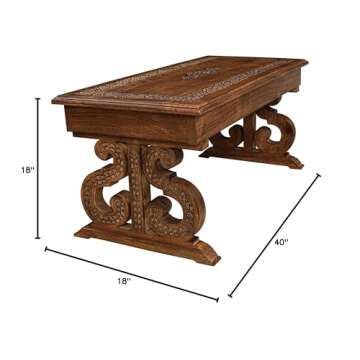 Handcrafted Mango Wood Coffee Table - Vintage Rustic Style