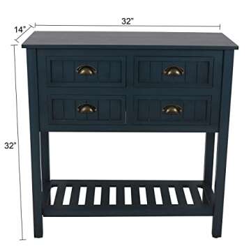 Bailey Bead Board Console Table in Antique Navy