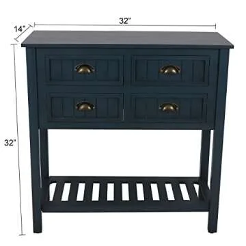Bailey Bead Board Console Table in Antique Navy