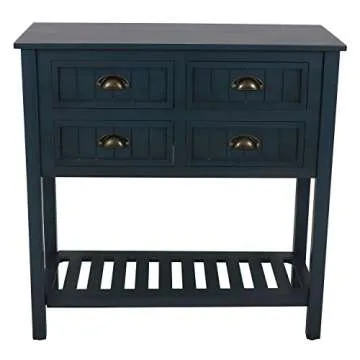 Bailey Bead Board Console Table in Antique Navy