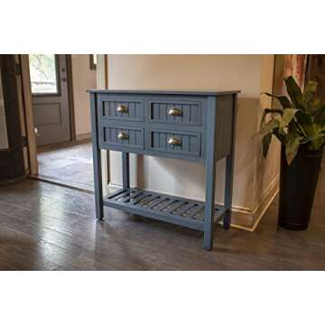 Bailey Bead Board Console Table in Antique Navy