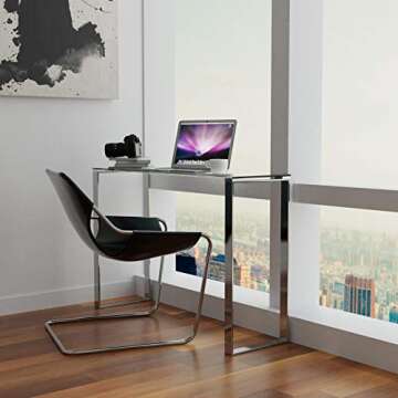 Cortesi Home Remi Contemporary Glass Console Table with Chrome Finish