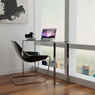 Cortesi Home Remi Contemporary Glass Console Table with Chrome Finish