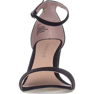 Madden Girl Women's Beella Heeled Sandal, Black Fabric, 7.5