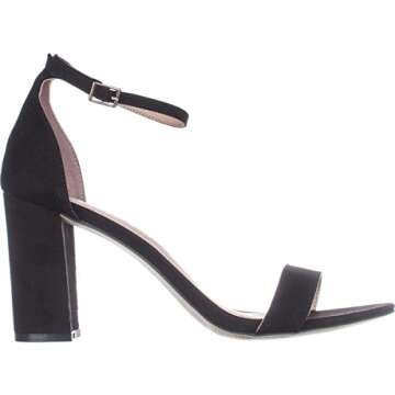 Madden Girl Women's Beella Heeled Sandal, Black Fabric, 7.5