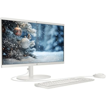 HP 21.5" FHD All-in-One Desktop Computer, Dual-Core Intel Celeron, Windows 11 Pro, Snow White (Renew...