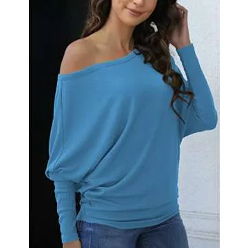 OmicGot Women's Off The Shoulder Pullover Knit Sweater