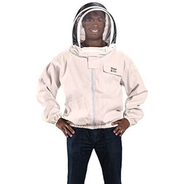 Bees & Co K74 Natural Cotton Beekeeper Jacket With Fencing Veil