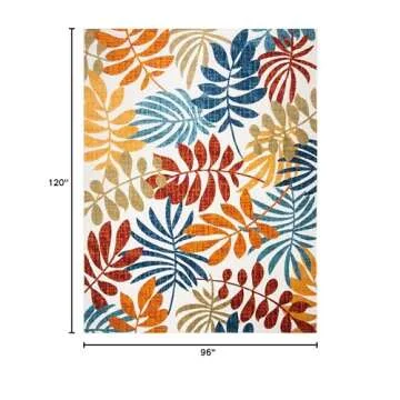 SAFAVIEH Cabana Collection Area Rug - 8' x 10', Creme & Red, Botanical Design, Non-Shedding & Easy C...
