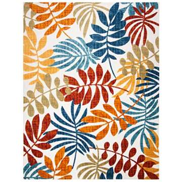 SAFAVIEH Cabana Collection Area Rug - 8' x 10', Creme & Red, Botanical Design, Non-Shedding & Easy Care, Indoor/Outdoor & Washable-Ideal for Patio, Backyard, Mudroom (CBN814A)