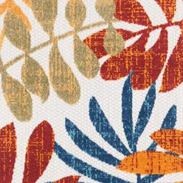 SAFAVIEH Cabana Collection Area Rug - 8' x 10', Creme & Red, Botanical Design, Non-Shedding & Easy Care, Indoor/Outdoor & Washable-Ideal for Patio, Backyard, Mudroom (CBN814A)