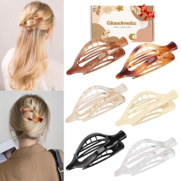 6 Packs Flat Hair Clips, Curved Claw Clips for Women Girls, Alligator Clips for Thick Thin Hair, Str...