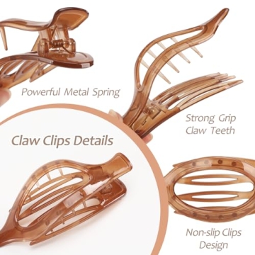 Stylish Flat Hair Clips for All Hair Types - 6 Pack
