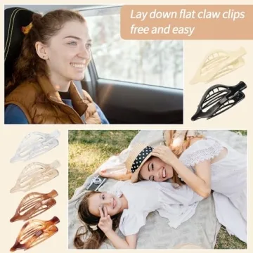 Stylish Flat Hair Clips for All Hair Types - 6 Pack