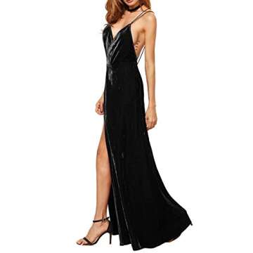 Verdusa Women's Velvet V-Neck Cocktail Dress - Black M