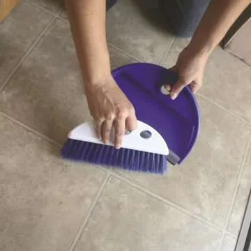 Camco Dust Pan with Whisk Broom-Whisk Broom Snaps into Dust Pan After Use|Hanger Hole for Convenient Storage|Excellent for Traveling,RVs,Campers Campsites,Dorm Rooms&More-(43945),Blue,1 Size