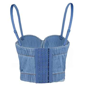 Stylish ELLACCI Women's Denim Bustier Crop Top for Parties