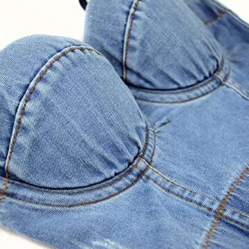 Stylish ELLACCI Women's Denim Bustier Crop Top for Parties