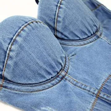 Stylish ELLACCI Women's Denim Bustier Crop Top for Parties