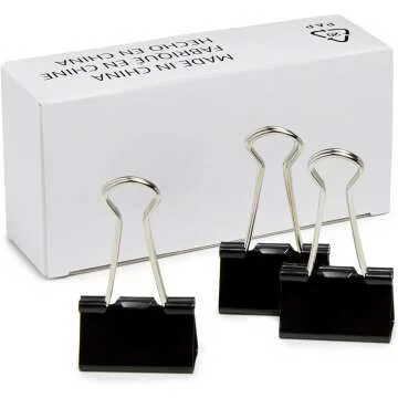 Amazon Basics Binder Paper Clips - 96 Count Medium Black