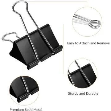 Amazon Basics Binder Paper Clips - 96 Count Medium Black