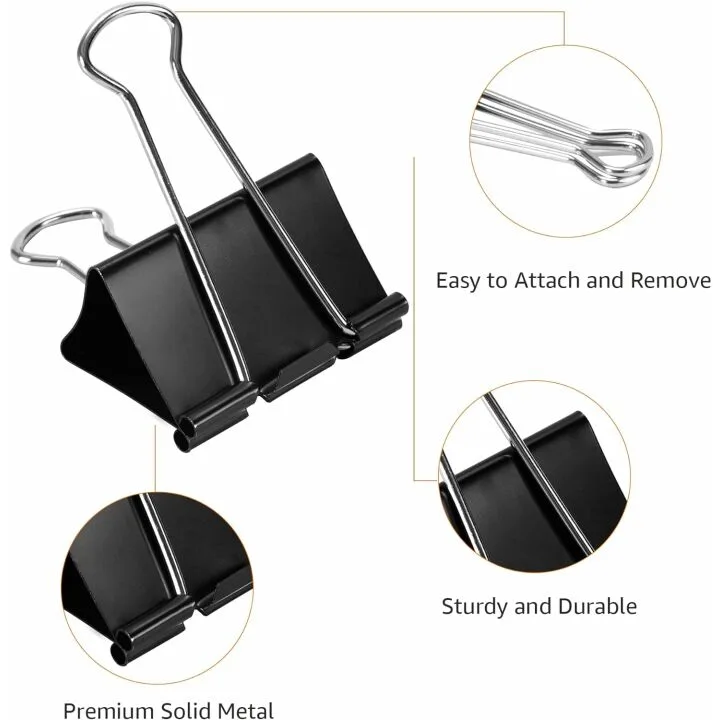 Amazon Basics Binder Paper Clips - 96 Count Medium Black