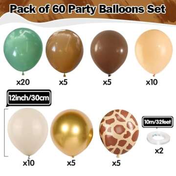 Green Brown Balloons 60 Pcs Jungle Safari Sage Green Brown Gold Cream Balloons Retro Khaki Brown Avo...