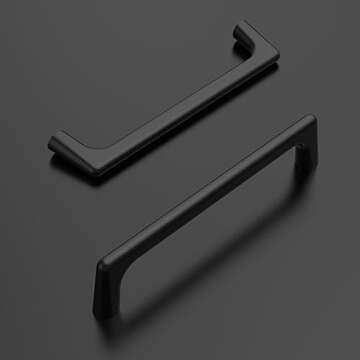 Amerdeco 10 Pack Matte Black Cabinet Pulls 5 Inch(128MM) Hole Centers Kitchen Cabinet Handles Hardware Kitchen Handles for Cabinets Cupboard Handles Drawer Pulls ZH0041