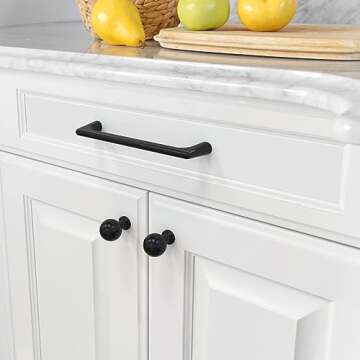 Amerdeco 10 Pack Matte Black Cabinet Pulls 5 Inch(128MM) Hole Centers Kitchen Cabinet Handles Hardware Kitchen Handles for Cabinets Cupboard Handles Drawer Pulls ZH0041