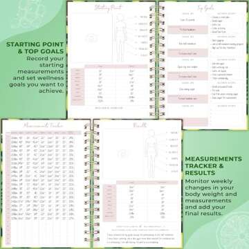 PLANBERRY Food Journal Premium – Nutrition Planner – Diet & Calorie Tracker – Meal & Exercise Diary – Weight Loss Journal (Avocado Green)