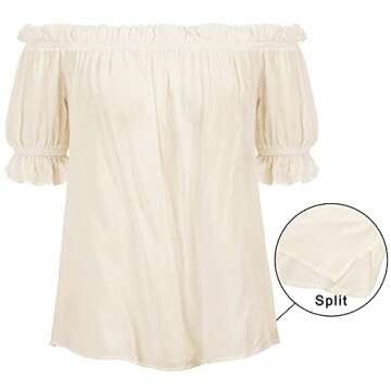 KANCY KOLE Womens Casual Short Sleeve Ruffle Off Shoulder Tops Cotton Blouse Shirt (XL,Apricot)