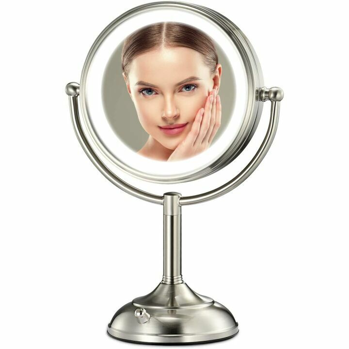 Large Lighted Makeup Mirror with Magnification Features