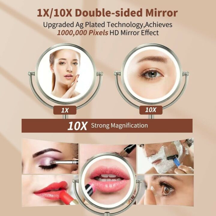 Large Lighted Makeup Mirror with Magnification Features