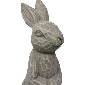 Elly Décor 14 Inch Tall Standing Sculpture for Your Patio & Yard, Outdoor Lawn décor, Cute Ceramic Figurine Garden Rabbit Bunny Statue, Gray Cement