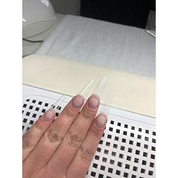 Major Dijit 500pcs/Bag 10 Sizes Ballerina Nail Tips French Coffin Fake Nails Half Cover Nails Clear Flat Shape False Nails