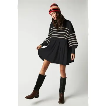 Womens Oversized Sweater Dress Spring Fall Trendy Long Sleeve Crewneck Pullover Tops Relaxed Fit Sweatshirts Mini Dresses