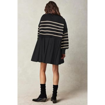 Womens Oversized Sweater Dress Spring Fall Trendy Long Sleeve Crewneck Pullover Tops Relaxed Fit Sweatshirts Mini Dresses