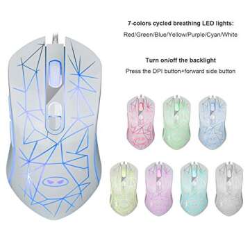 White Gaming Keyboard and Mouse Combo,MageGee GK710 Wired Backlit Keyboard and White Gaming Mouse Combo,PC Keyboard and Adjustable Mouse for PC/loptop/MAC