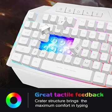White Gaming Keyboard and Mouse Combo,MageGee GK710 Wired Backlit Keyboard and White Gaming Mouse Combo,PC Keyboard and Adjustable Mouse for PC/loptop/MAC