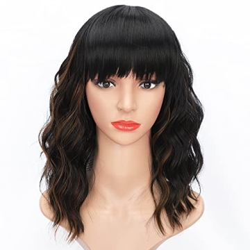 AISI HAIR Wavy Bob Wig with Bangs for Stylish Women