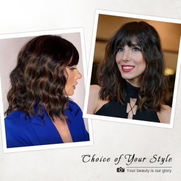 AISI HAIR Wavy Bob Wig with Bangs for Stylish Women