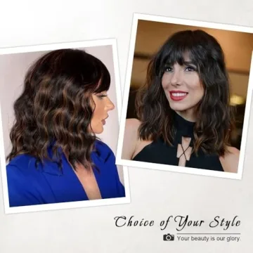 AISI HAIR Wavy Bob Wig with Bangs for Stylish Women