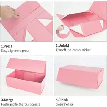 Pink Gift Box 10" x 6" x 3" with Magnetic Closure Lid Gift Box for Presents,Bridesmaid Gifts Box,Cute Box,Birthday Gift box,Luxury for Gift Packaging, Magnetic Gift Box for Wrapping Gifts (Pink)