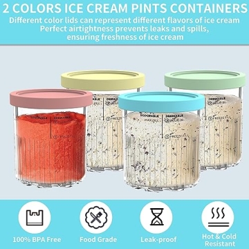 Replacement Ninja Creami Pints 4 Pack NC501 Compatible
