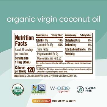Nutiva Organic Coconut Oil 29 fl oz, Cold-Pressed, Fresh Flavor for Cooking Oil, Natural Hair Oil, S...